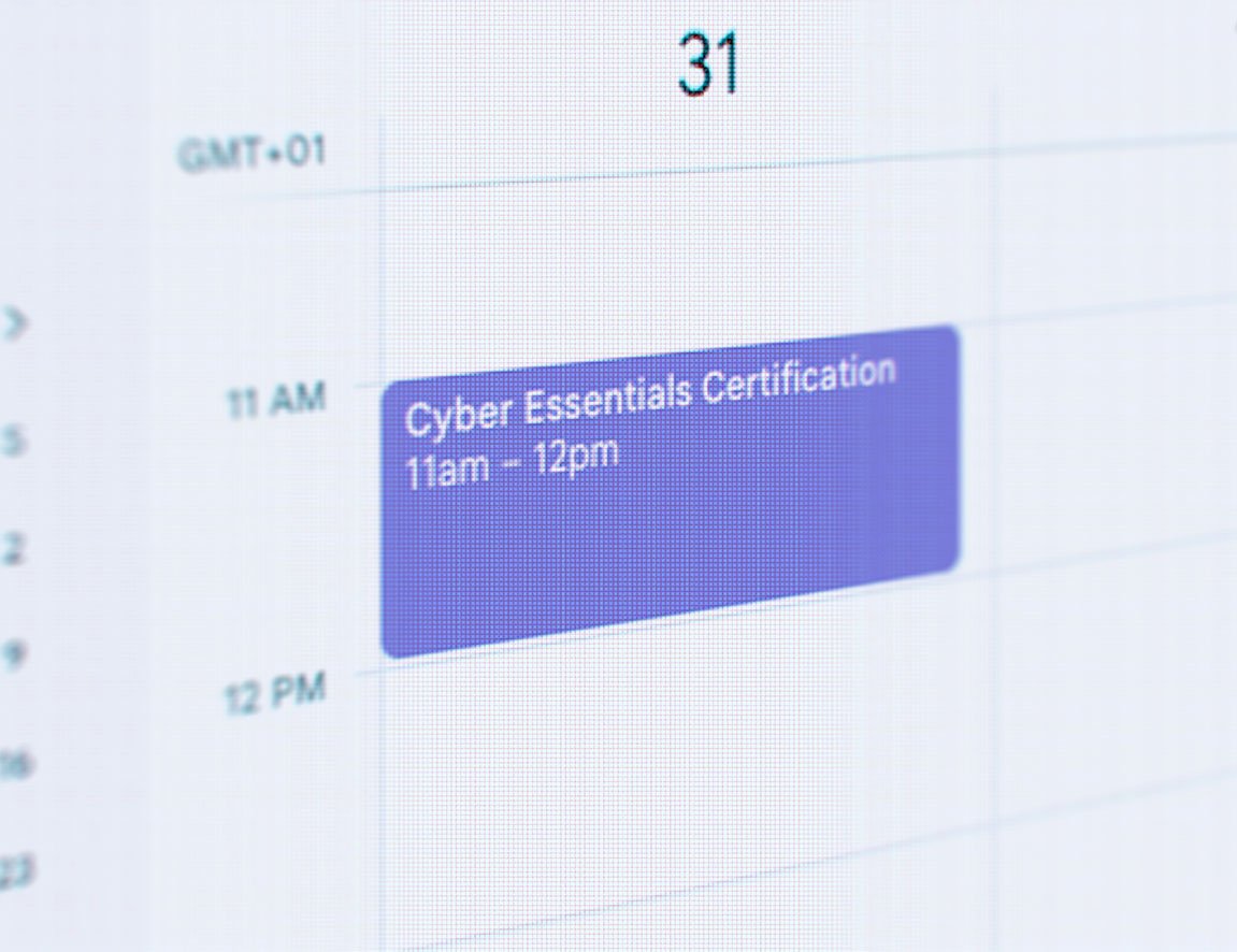 Cyber Essentially booked into calendar